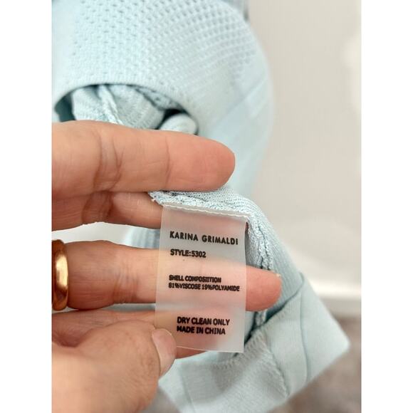 Karina Grimaldi One Shoulder Belted Pleated A-Line Midi Dress Blue Women's XS - Picture 4 of 4